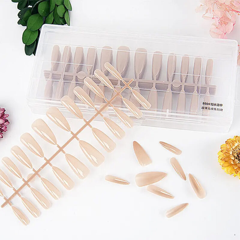Soft Gel Tips - Almond Short Nude ( 0-11 Size ) - Image 6