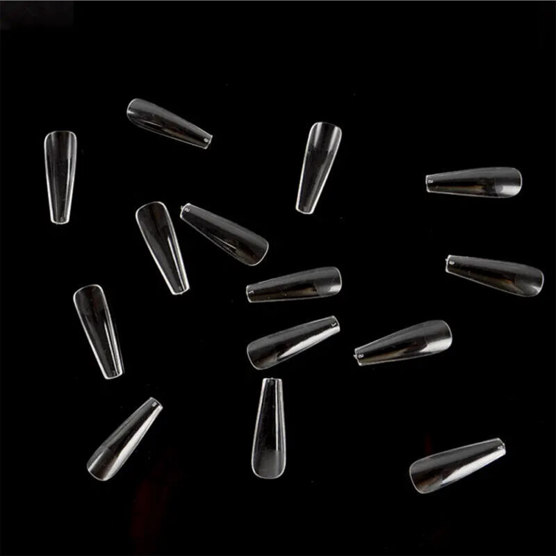 Soft Gel Tips - Coffin Medium Clear  ( 5-9 Size ) - Image 4