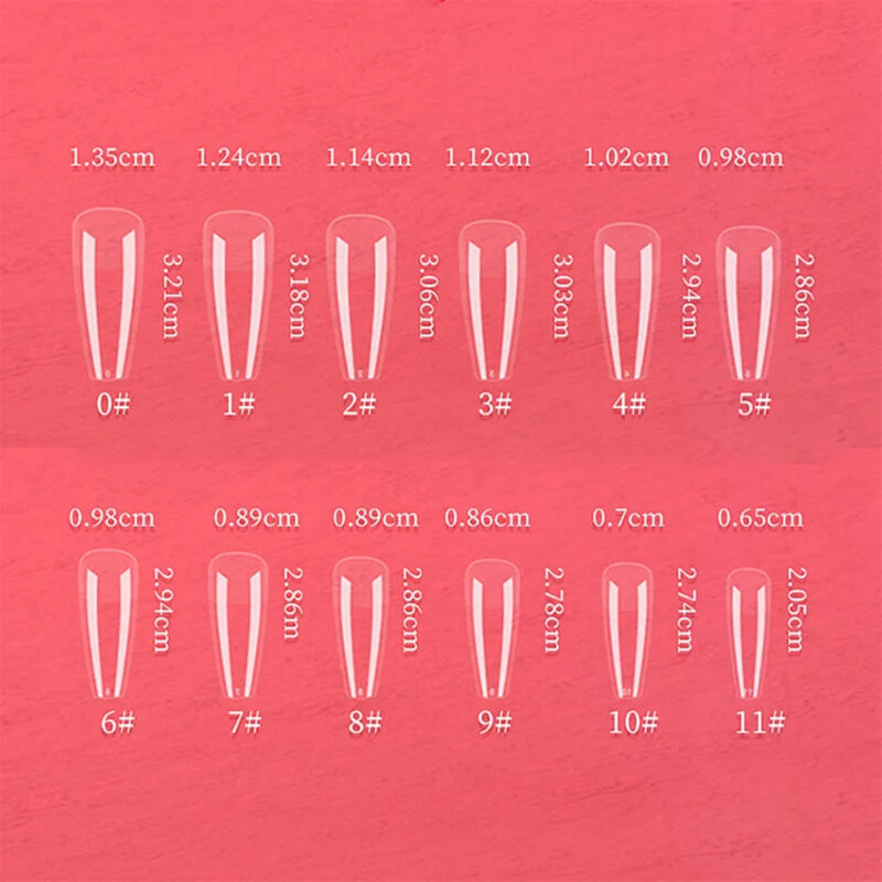 Soft Gel Tips - Coffin Short Clear  ( 0-11 Size ) - Image 6