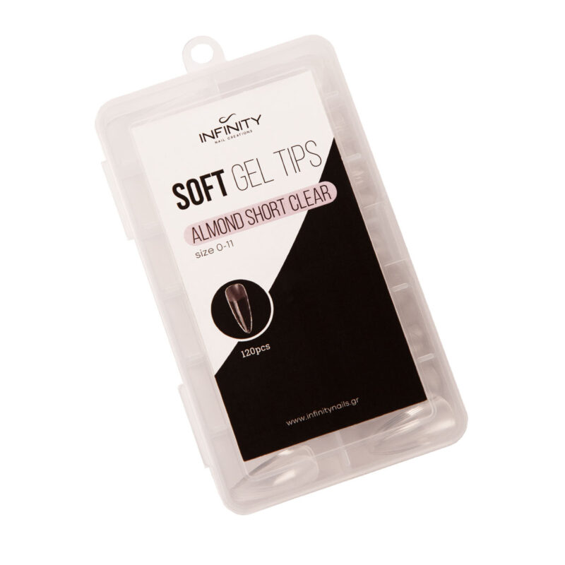 Soft Gel Tips - Almond Short Clear  ( 0-11 Size )