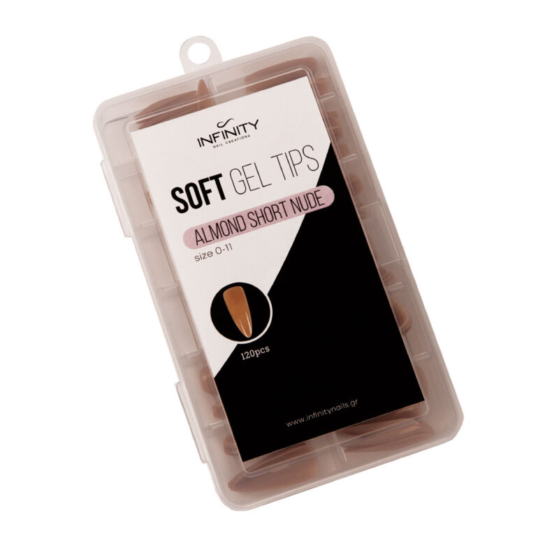 Soft Gel Tips - Almond Short Nude ( 0-11 Size )