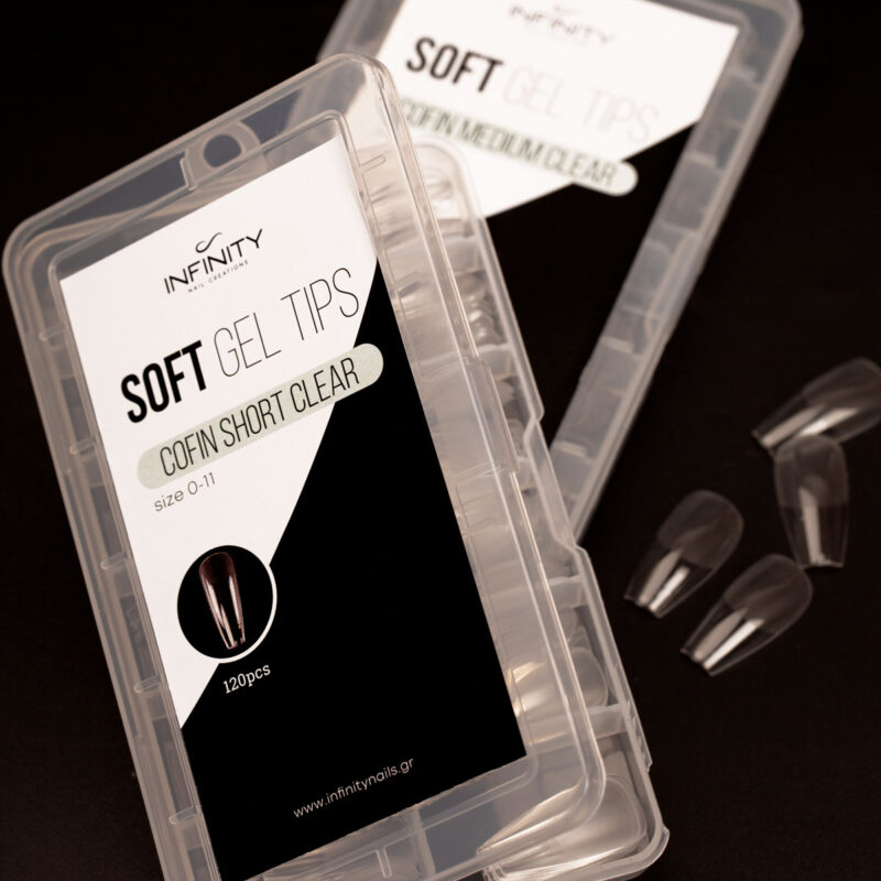 Soft Gel Tips - Coffin Short Clear  ( 0-11 Size ) - Image 3