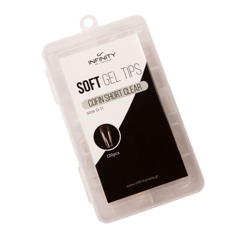 Soft Gel Tips - Coffin Short Clear  ( 0-11 Size )