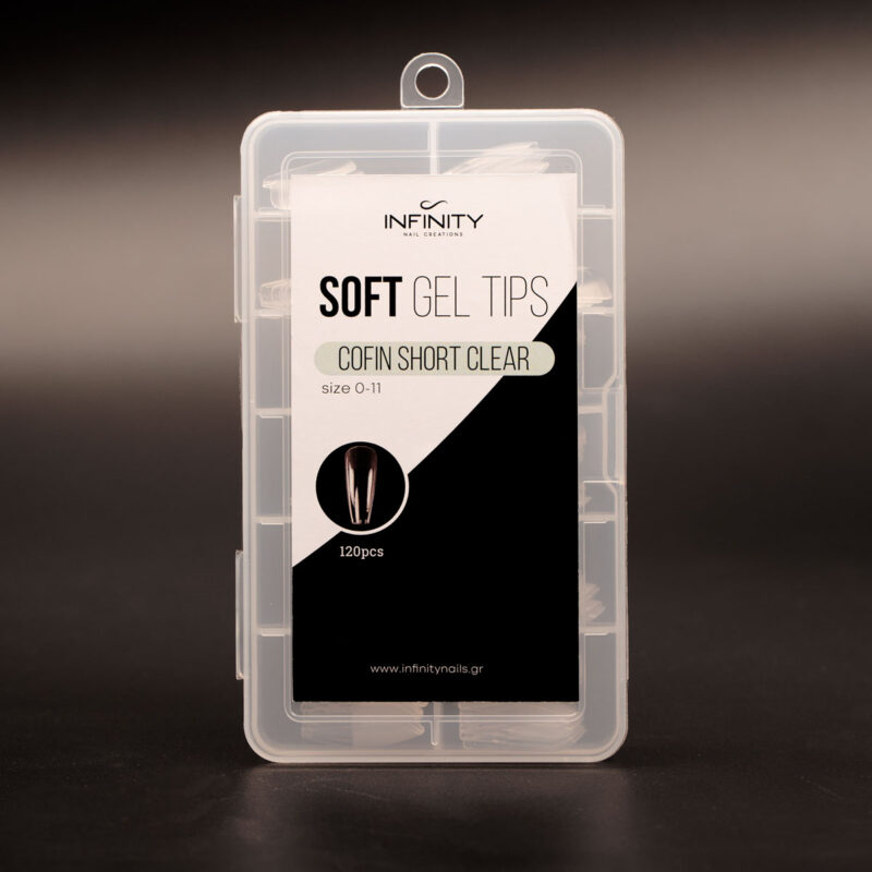Soft Gel Tips - Coffin Short Clear  ( 0-11 Size ) - Image 2