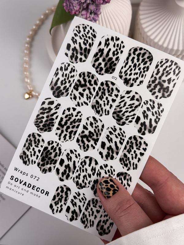 Αυτοκόλλητα Νυχιού Wraps Mani Sova - 072 - White Leopard