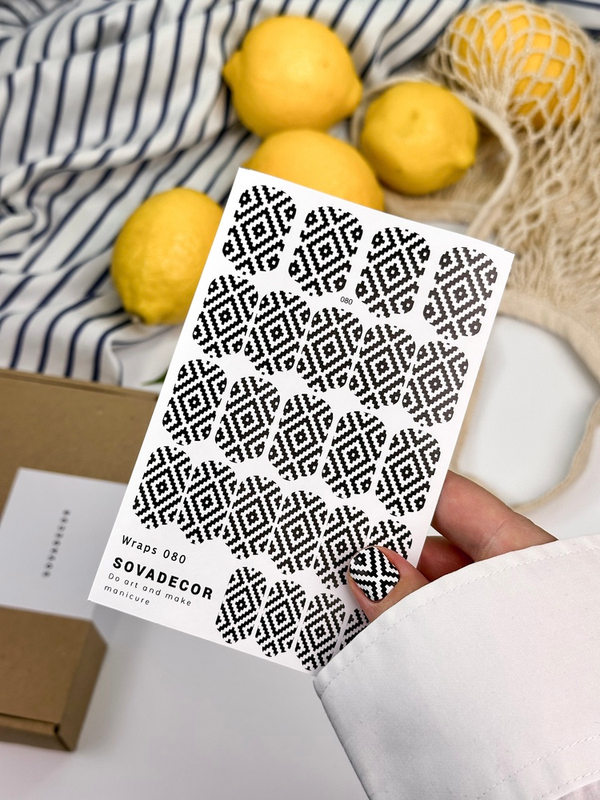 Αυτοκόλλητα Νυχιού Wraps Mani Sova - 080 - B&W Pattern