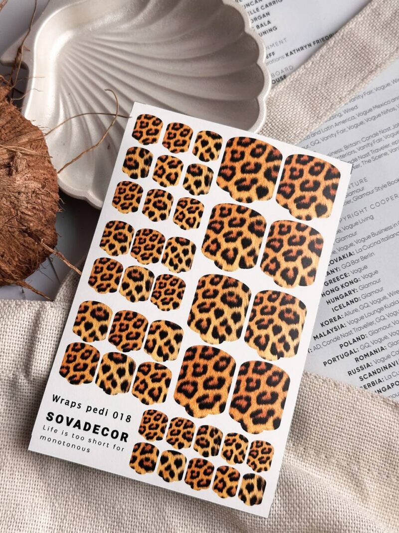 Αυτοκόλλητα Νυχιού Wraps Pedi Sova - 018 - Orange Leopard
