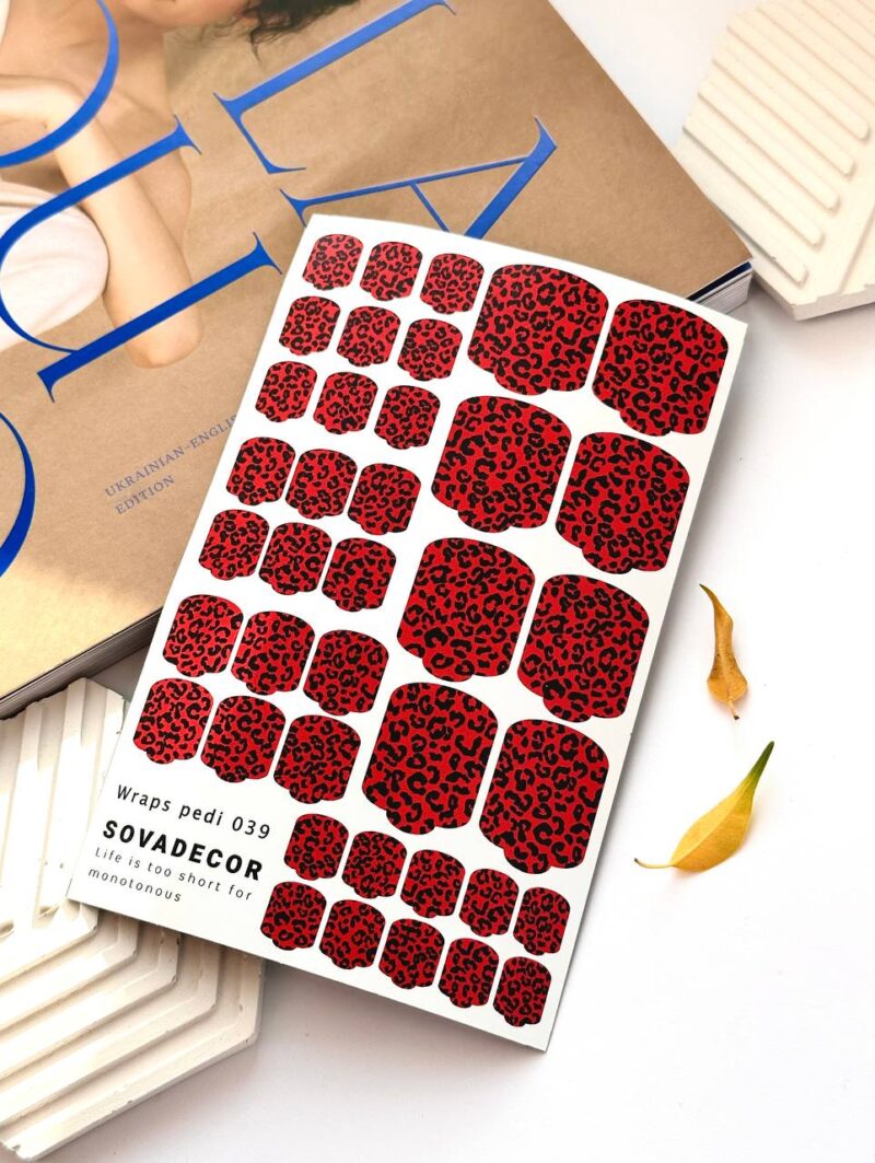 Αυτοκόλλητα Νυχιού Wraps Pedi Sova - 039 - Red Leopard