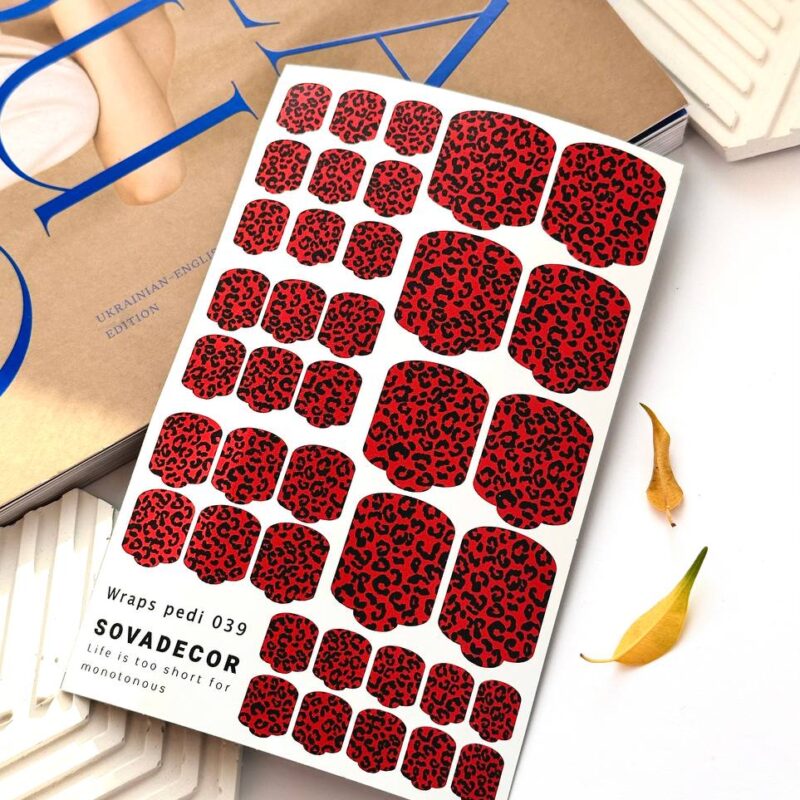 Αυτοκόλλητα Νυχιού Wraps Pedi Sova - 039 - Red Leopard