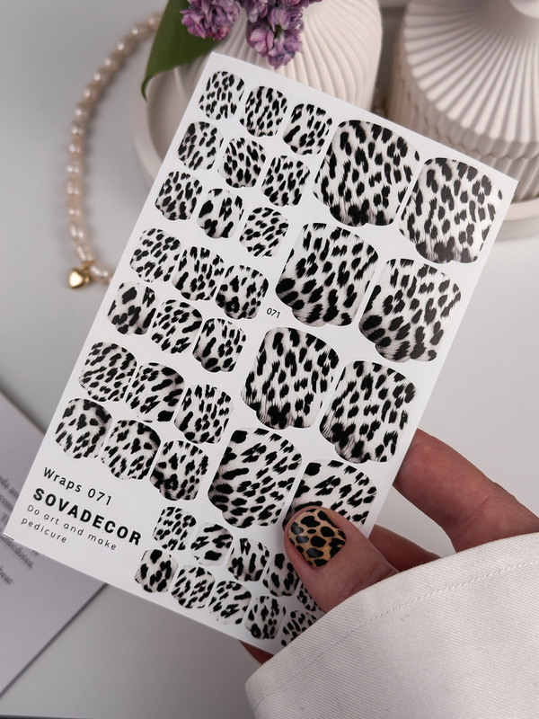 Αυτοκόλλητα Νυχιού Wraps Pedi Sova - 071 - White Leopard