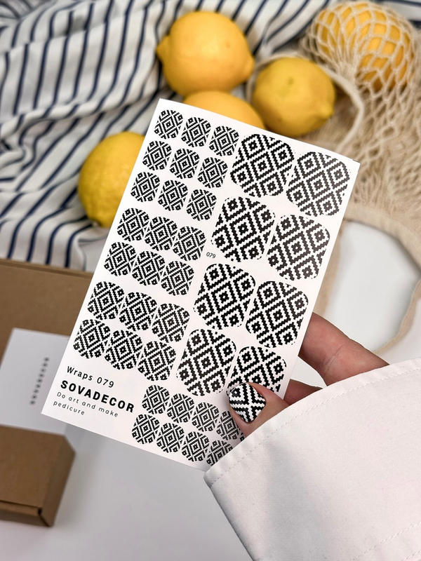 Αυτοκόλλητα Νυχιού Wraps Pedi Sova - 079 - B&W Pattern