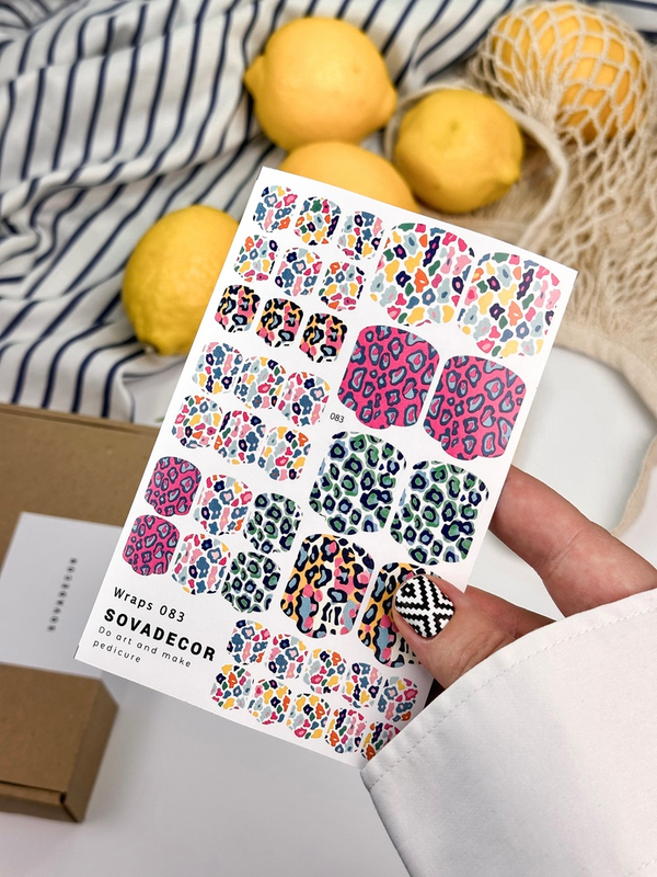 Αυτοκόλλητα Νυχιού Wraps Pedi Sova - 083 - Multicolor Leopard